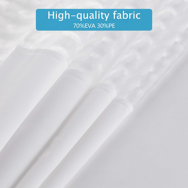 Bruseforhæng 200x180cm Polyester og EVA Badeforhæng Semi-Transparent Vandtæt Anti-Mildew til Badeværelse - Hvid