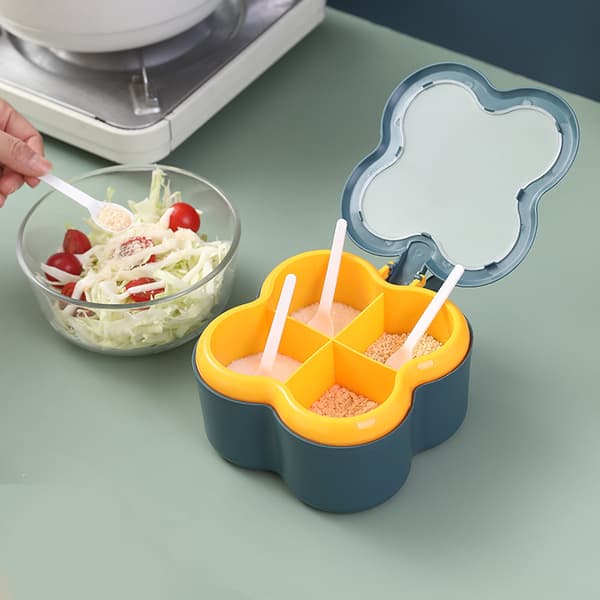 Kryddförvaringslåda 4 i 1 Abs Salt- & Pepparströare 4 Tomma Fack