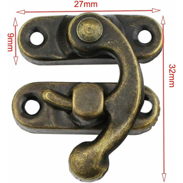 Sæt med 20 antikke bronzefarvede låse med højre svingarm