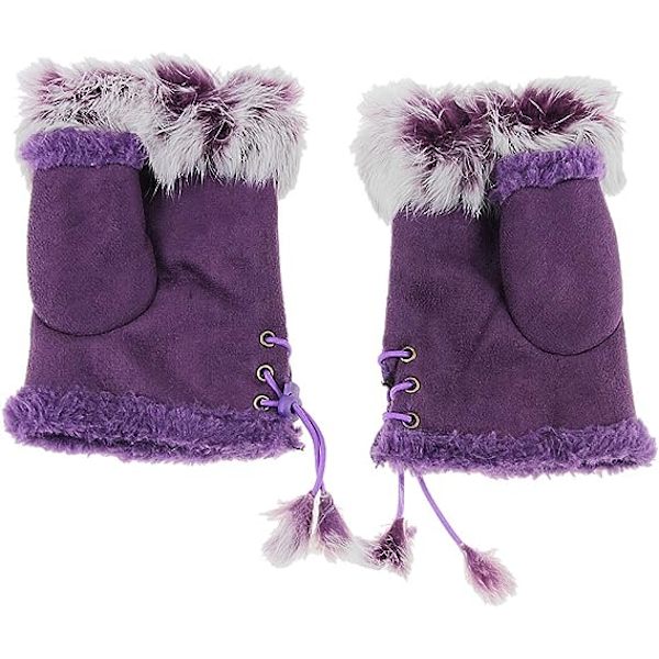 Kvinder Vinter Varme Halv Finger Fingerless Pels Skrivning Ridning Håndled