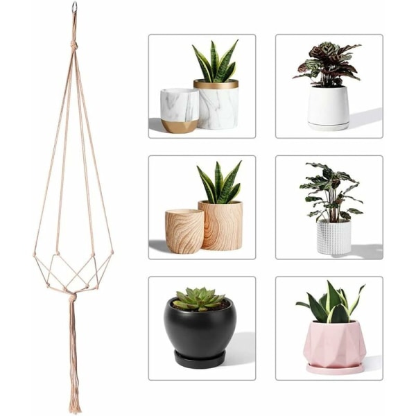 Macrame Hängande Korg, Bomull Rep Hängande Korg Växtkorg H