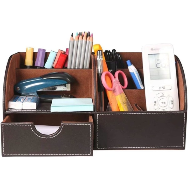 7 Compartments Leather Desk Accessories Desk Organizer Collection