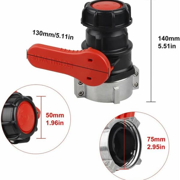 IBC Tank Adapter och Ventil - DN50 (75mm) RTGPT Kran.