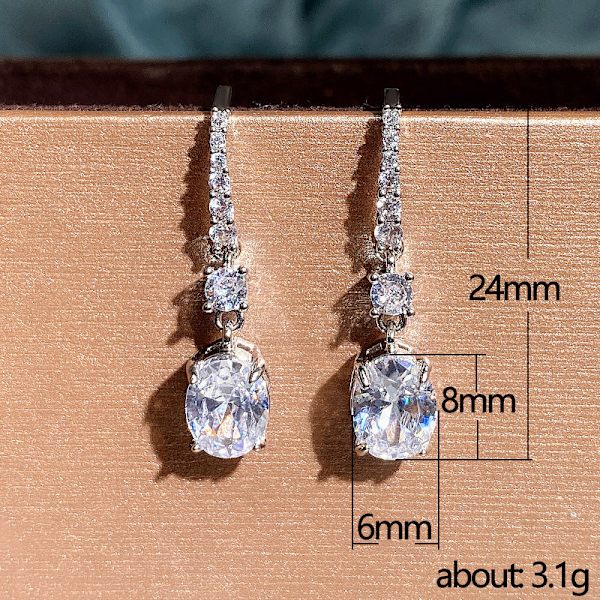 Øreringe Enkle ægformede Culet High Carbon Diamant Øreringe Til