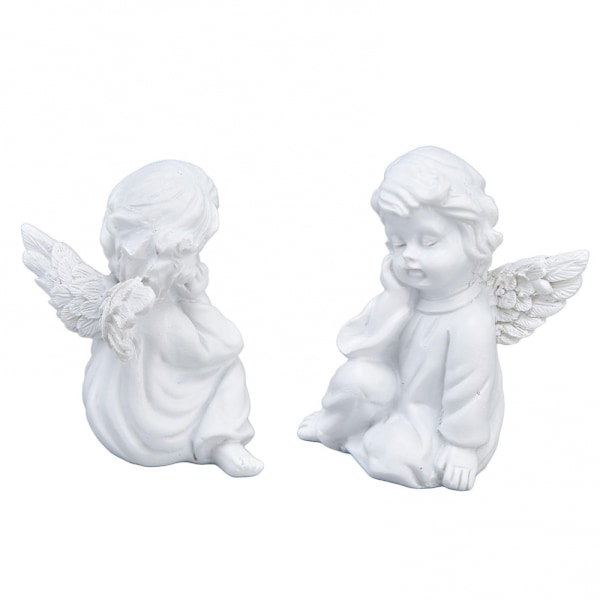 Kerub Statue Hvide Baby Figurer til Festdekorationer i Syntetisk Resin Materiale