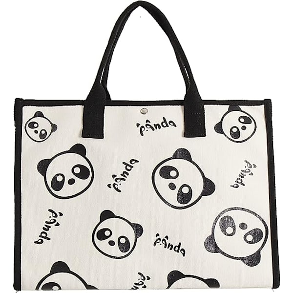 Strand Tote Bag Æstetisk, Stor Størrelse Lærred Skuldertaske, Panda Design Tote Håndtaske stor kapacitet lærred taske til kvinder Piger Til Arbejde Strand Frokost Rejse Og Shopping Dagligvarer