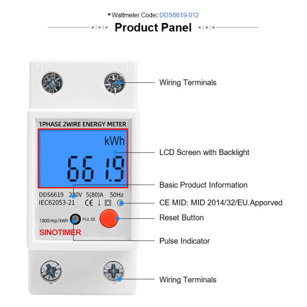 DDS6619-013 Hushåll Enfas 2P Rail Multifunktion Återställbar Batterimätare Universell Digital Elektronisk Timer - Transparent Hölje