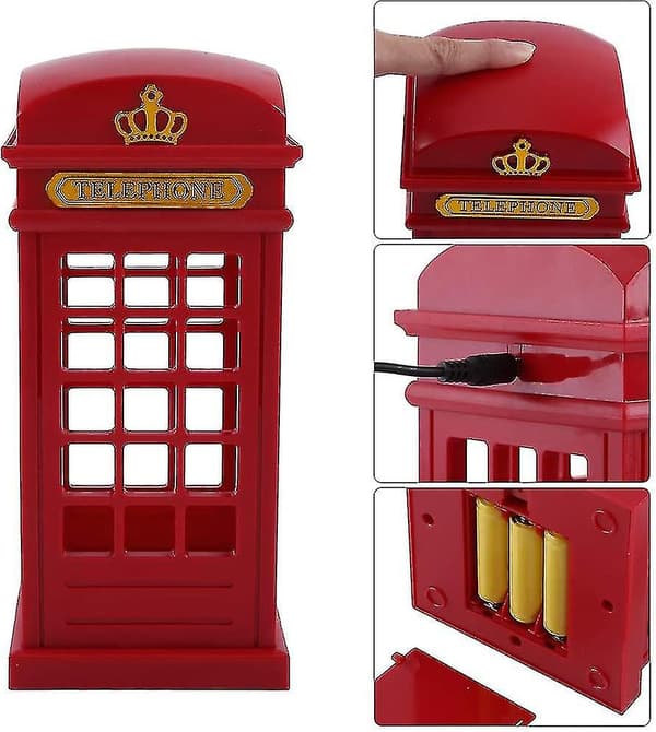 Retro London Telefonboks Sengelampe - LED Nattelys til H