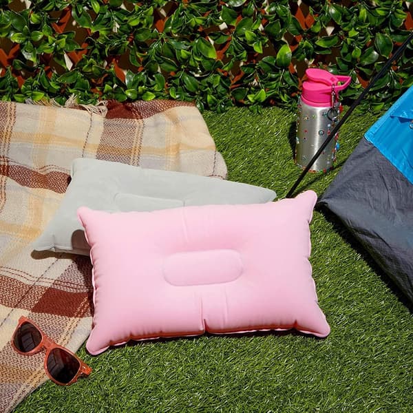 Uppblåsbara resekuddar för camping och resor (rosa, grå, 4-pack)