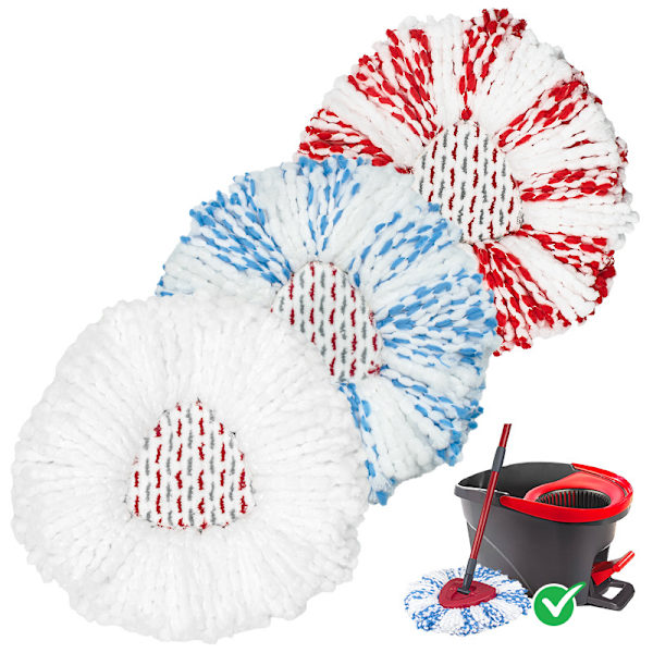 Mikrokuitu Mopipäät, Uudelleenkäytettävät Mopipäät Vileda Turbo 3 in 1 EasyWring&Clean Spin Mopille, Pestävät Vaihto Mopipäät Liinat 3 kpl