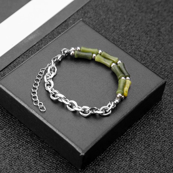 Retro Link Bracelets Set for Women Girls, Chain Bamboo Chain O-Pa