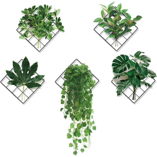 Green Plants Grid Wall Stickers Decorative Stickers, Green Leaves