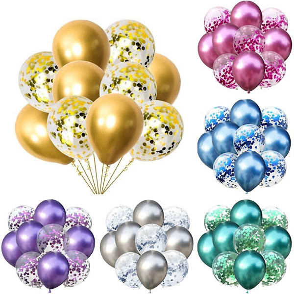 Guld Färgglada Söta Hjärtan Paljetter Fest Dekoration Ballonger,  Fu