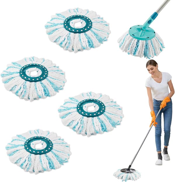 Ersättningshuvuden för Leifheit Clean Twist Disc Mop Microfiber - 4-pack
