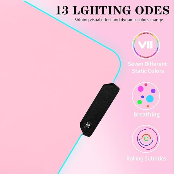Rosa RGB Gaming Musematte 31,5x12 Tommer PC XL Stor Utvidet Glowi