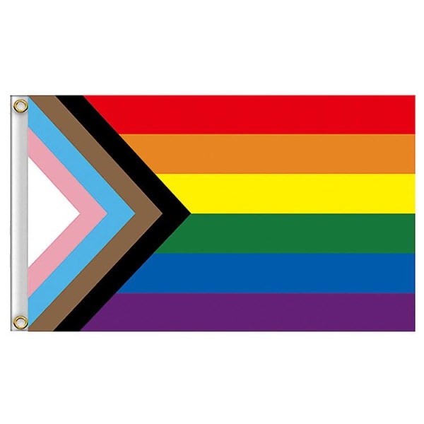 Progress Pride-flagg, regnbue i levende farger