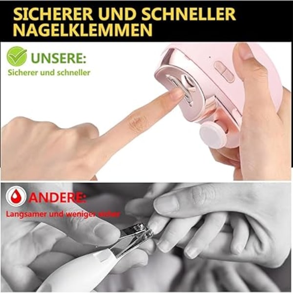 Automatisk Nagelklippare med Ljus, Elektrisk Automatisk Nagelsax, Elektrisk Nagelklippare för Barn, USB Elektrisk Nagelklippare, Elektrisk Nagelfil