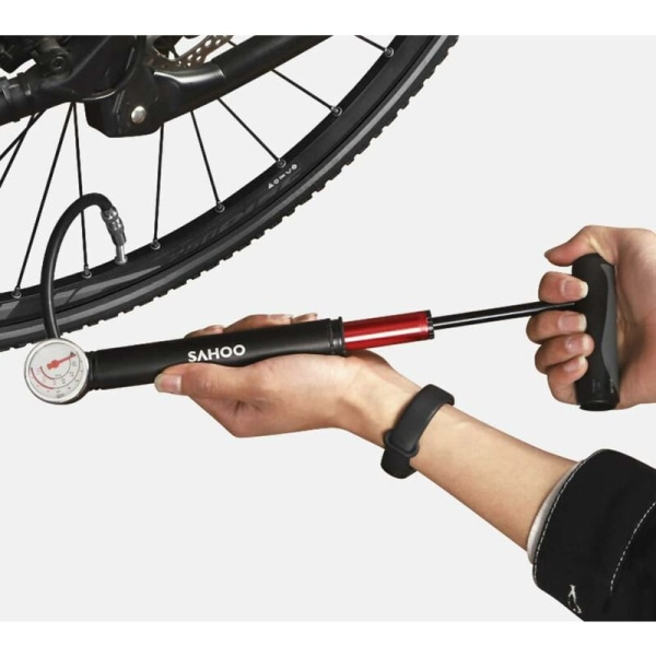Sykkelpumpe med trykkmåler, 80PSI AV/FV MTB Luftpumpe Mini P