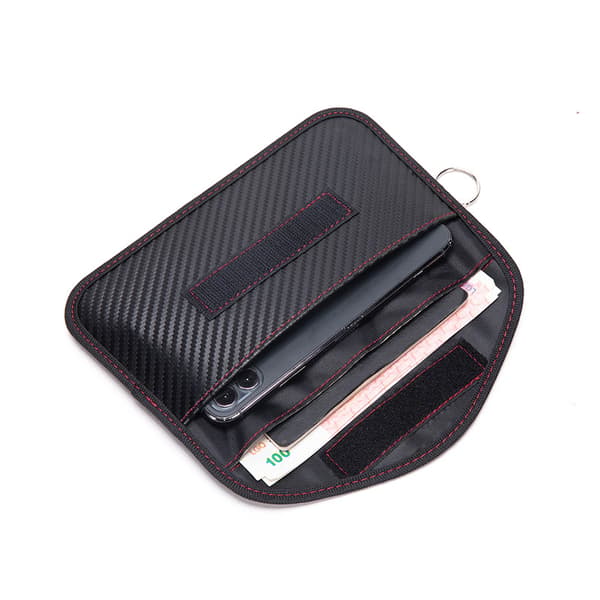 2 stk. Anti RFID Etui, Anti RFID Pose, Signalblokerende Punge til Kulfiber Bilnøgle, Sort