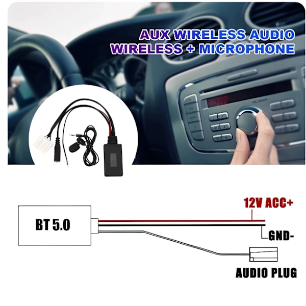 Bil Bluetooth 5.0 Adapter Kabel Mikrofon Passer til Mazda 2 3 5 6 RX8