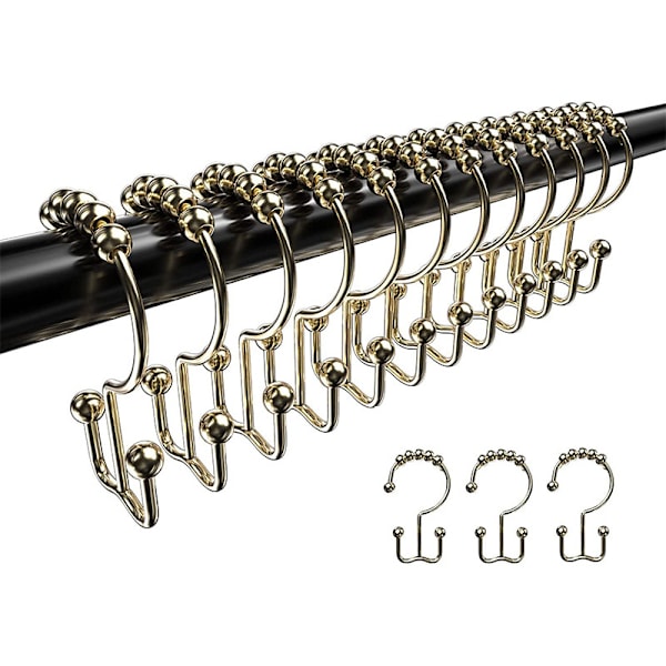 12-pack duschdraperiringar, 12 st metallduschdraperikrokar