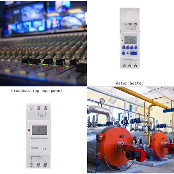 Veckovis Programmerbar LCD Digital Timer med 16 På/Av-program, 220V Tidbrytare