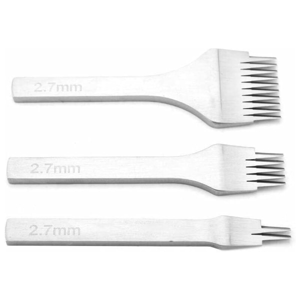 Lädergraveringskit 3PCS DIY Läderkit Verktyg Hålslag Läderhantverk Kloslag Gaffelverktyg Vit Stål 2/5/10 Hantverkssnöring Sy Mejselset Gaffel 2,7mm 3,0mm 3,38mm 3,85m