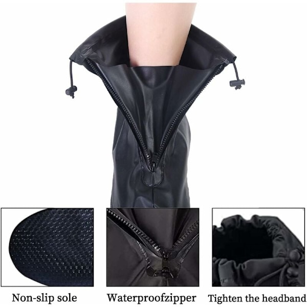 Vandafvisende Skocover, 1 Par Vandafvisende Regn Skocover, Vandafvisende Oversko, Sorte Anti-Slip Skocover