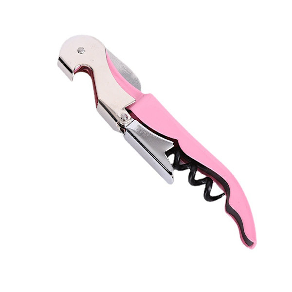 Pink Corkscrew Dobbelt Hængslet Tjener Vinkelnøgle Flaskeåbner med