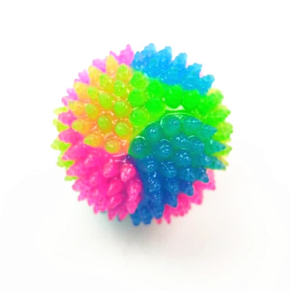 2 stk. lysende pigbold til hunde, der lyser, kæledyrspinybold, LED-blinkende elastisk molarbold, interaktivt kæledyrlegetøj til katte og hunde, 5,5 cm, blå, grøn, pink
