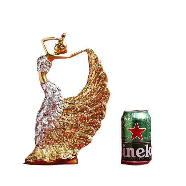 Påfugldanserstatue Påfugldanserfigur Danserjenteskulptur