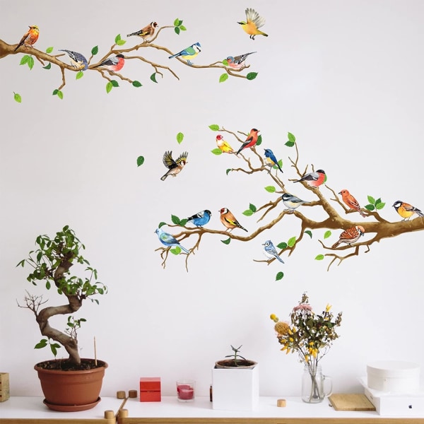 Birds on Branches seinätarrat, irrotettavat lintujen seinätarrat, Le