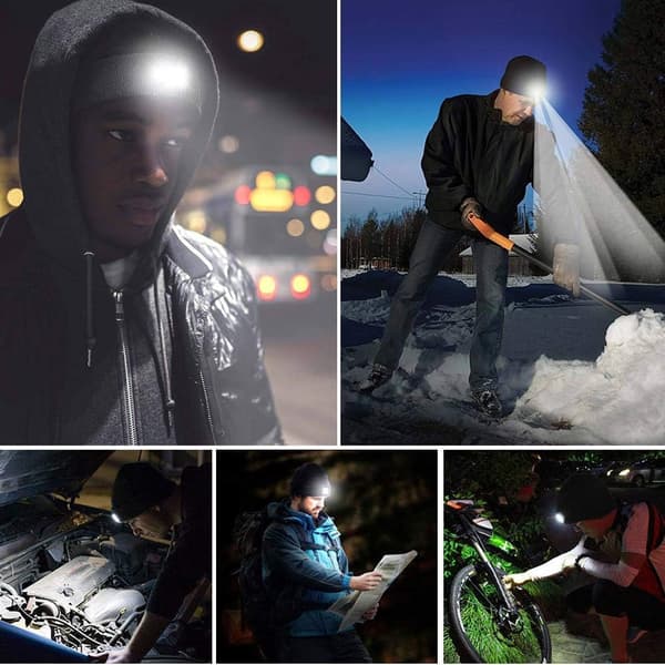 Strikkede lue LED lys lue varm lue menn kvinner ensfarget elastisk