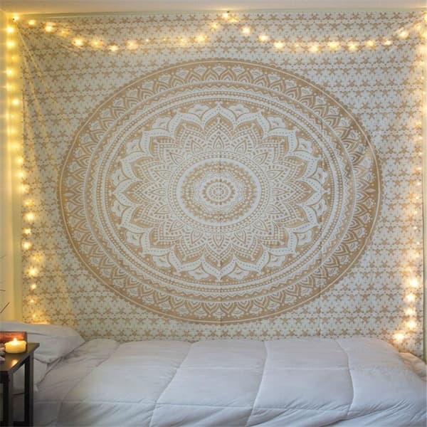 Mandala Bohemian Tapestry Tryckt Mönster Tapestry Rosa Tapestry