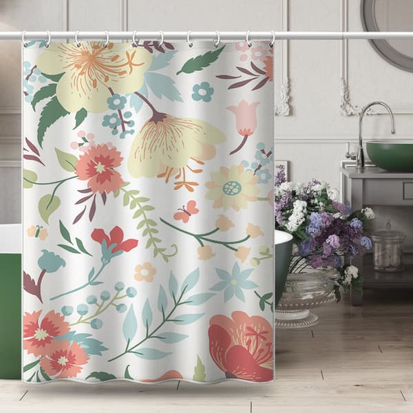Duschdraperi Vattentät Blommig Duschdraperi 100X180CM