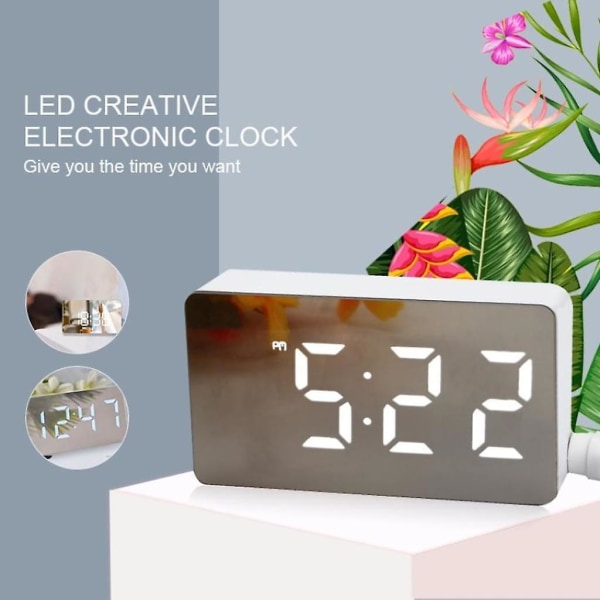 LED-spegel Digital Bordklocka Visar Datum Temperatur För Hemmet
