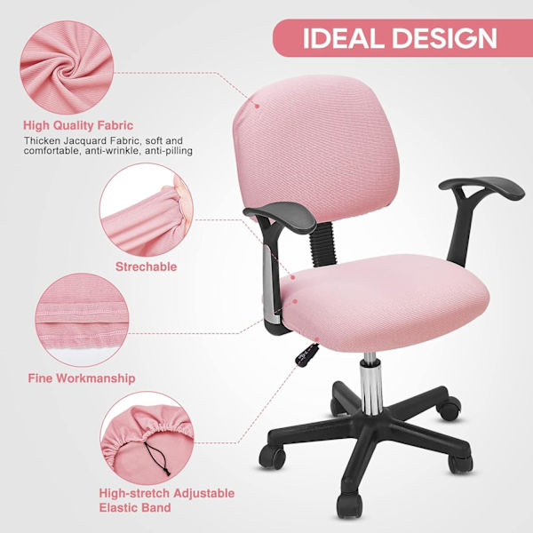 Rosa stretchig kontorsstolsskydd tjockt kontorsstolsskydd kontorsstolsskydd datorsstolsskydd universellt kontorsstolsskydd (2 st/set, rosa)
