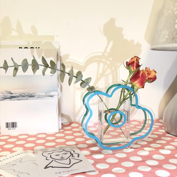 Blomvas, Liten Buketthållare, Akrylvaser, Klar Vas, Con