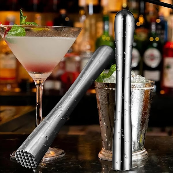 Is Muddler, 22,5 cm Cocktail Muddler i Rostfritt Stål, Bar Cocktail Muddler för att Krossa Isbitar Mojito Kök Bar Restaurang
