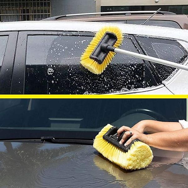 Autonpesuharjan pää, pehmeät harjakset, autoon, matkailuautoon, kuorma-autoon, veneeseen, asuntovaunuun, ulkokäyttöön