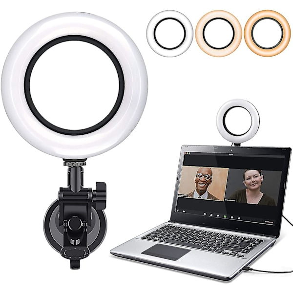 Videokonferensbelysningskit, dator/laptop-skärm LED-videoljus Dimbart 6500k Ringljus för distansarbete, zoom-samtal, sändning