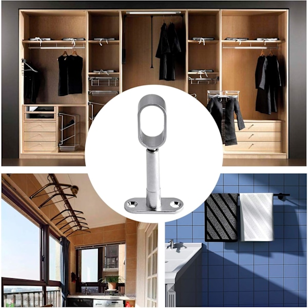 Pakke Justerbare Ovale Garderobestangbraketter Sink Legering Hul Stangholder for Garderobe Soverom Baderom