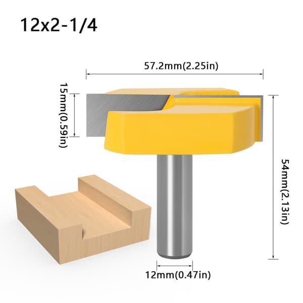12 mm skaftfræser, 12x57 mm bundrensningsfræser