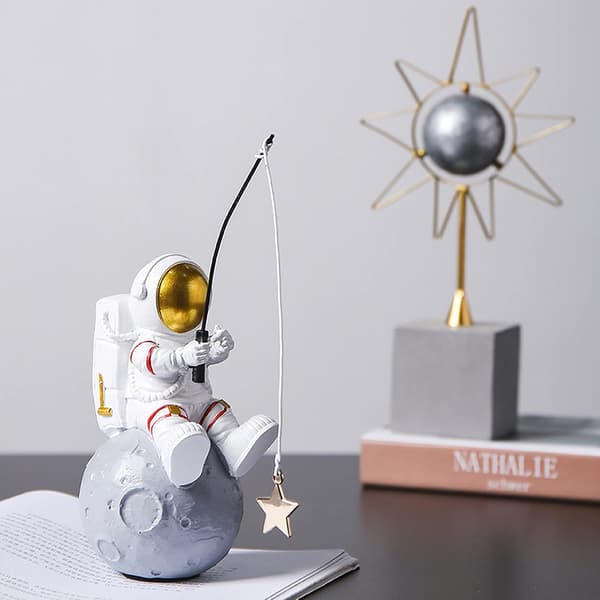 Astronaut Fiske Stjernefigur Skulptur, Egnet for Skrivebord