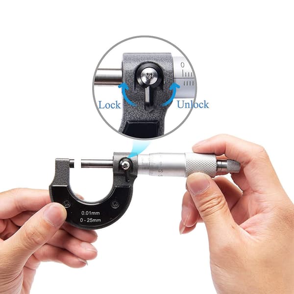 0-25mm Utvendig Mikrometer, 0,01mm Oppløsning (metrisk)