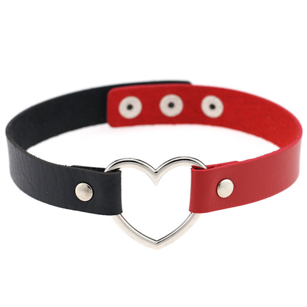 Piger elsker hjerte choker dobbelt farve PU læder krave punk krave choker halskæde