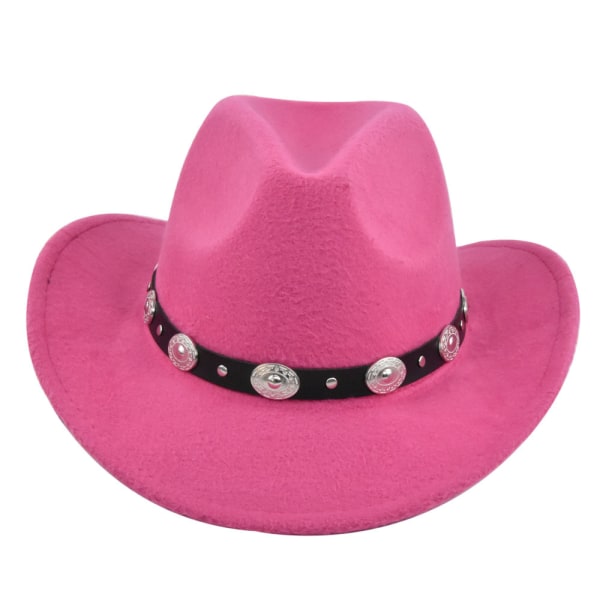 Kvinner Menn Filt med bred brem Western Cowboyhatter Beltespenne Panama H