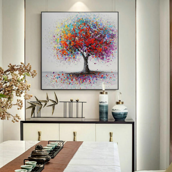 Målning 50x50cm Unframed abstrakt träd landskap Print