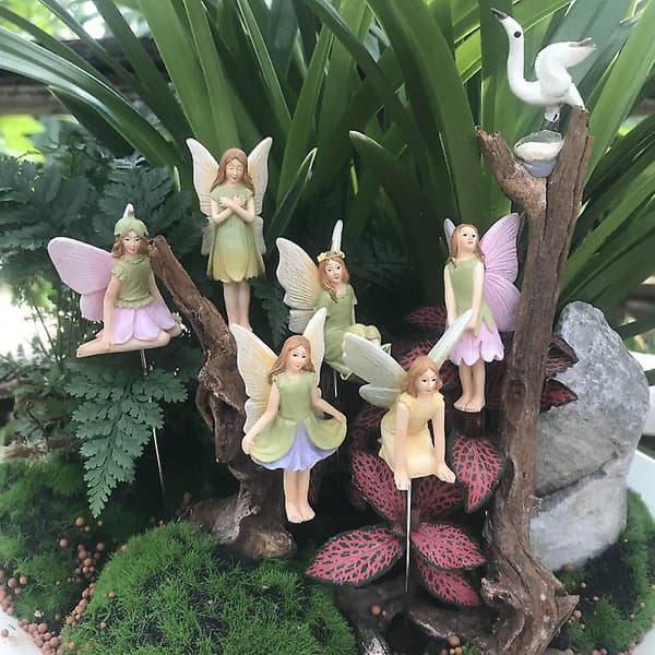 6 stk. Børnefe Tinkerbell Dukke Kagepynt Dekorativ Figur