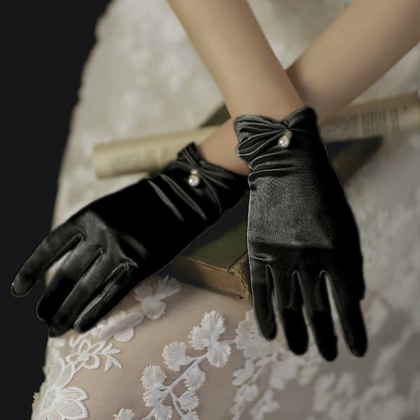 Bryllupshandsker, Flere Satin Handsker Dame Perle Brudehandsker Kort
